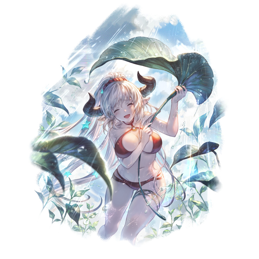 1girl, aliza_(granblue_fantasy), aliza_(summer)_(granblue_fantasy), alpha_transparency, bikini, blush, breasts, cleavage