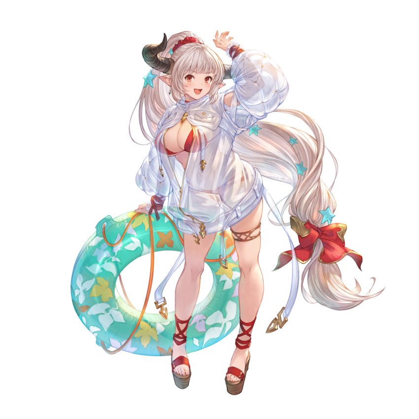 1girl, aliza_(granblue_fantasy), aliza_(summer)_(granblue_fantasy), alpha_transparency, bikini, blush, breasts, cleavage