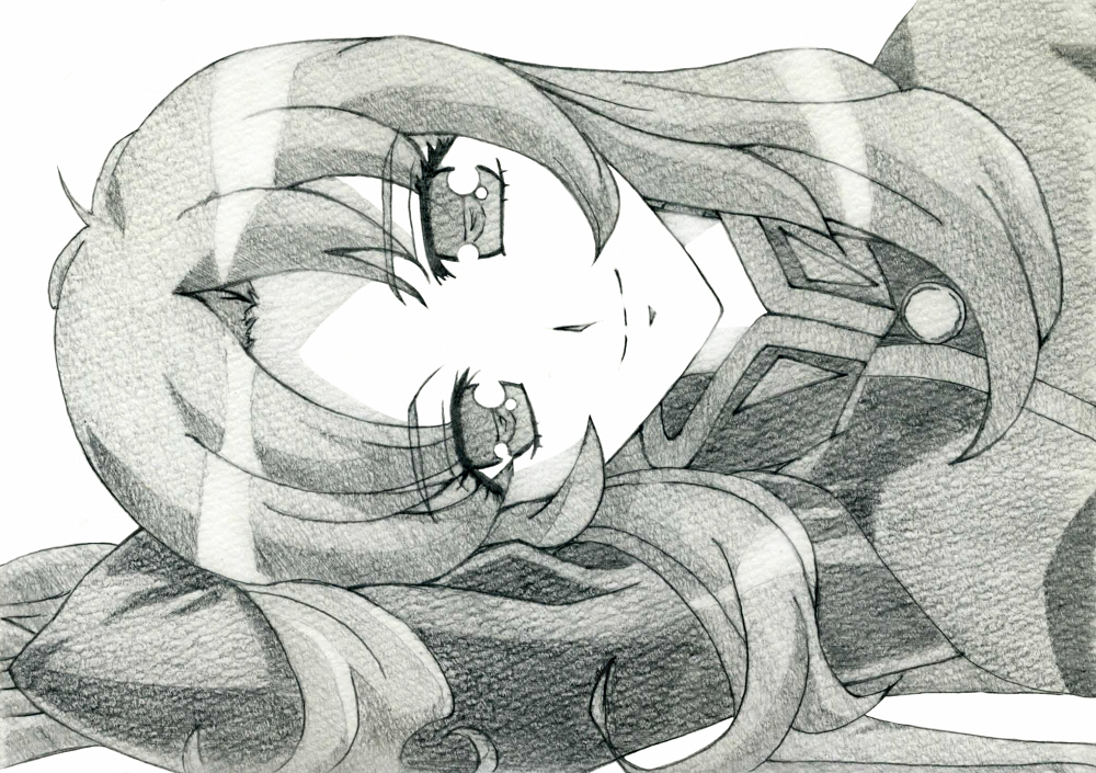 1990s_(style), 1girl, bad_id, bad_pixiv_id, female_focus, greyscale, long_hair, miamai