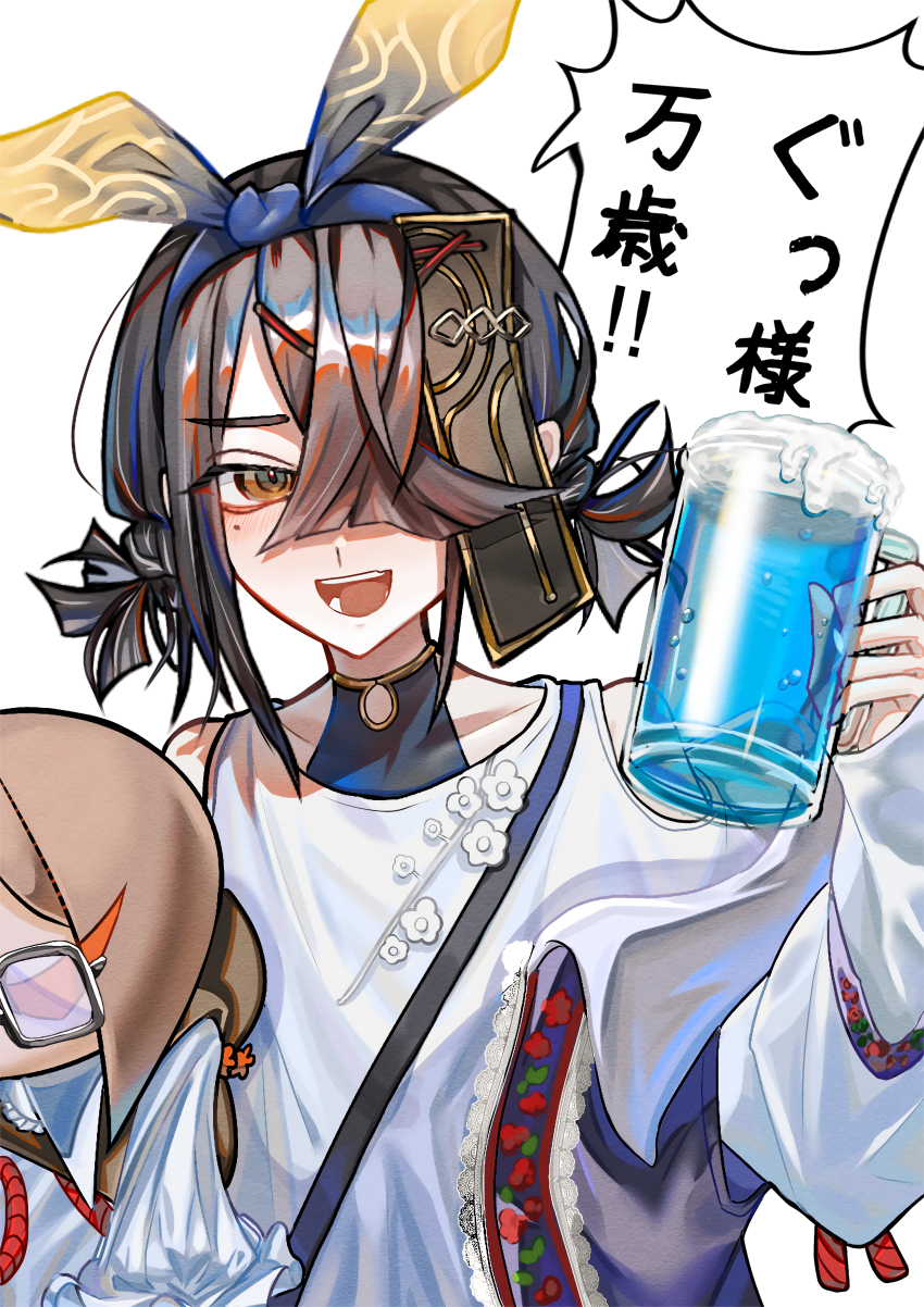 1girl, absurdres, black_hair, blush, breasts, brown_eyes, character_doll, clothing_cutout