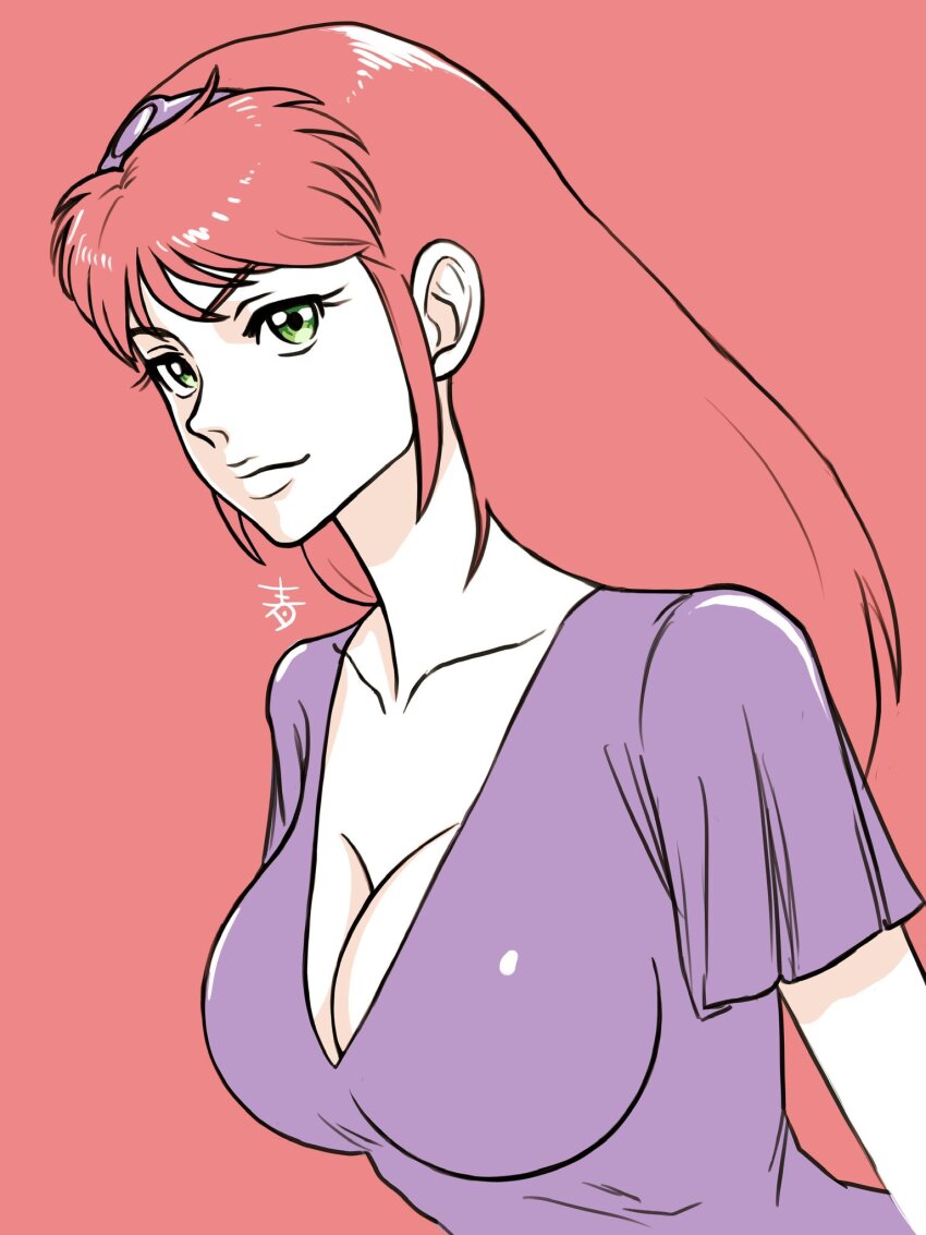 aobito_sukoyaka_bystander, breasts, cleavage, female_focus, green_eyes, highres, hilmuka, kikou-kai_galient