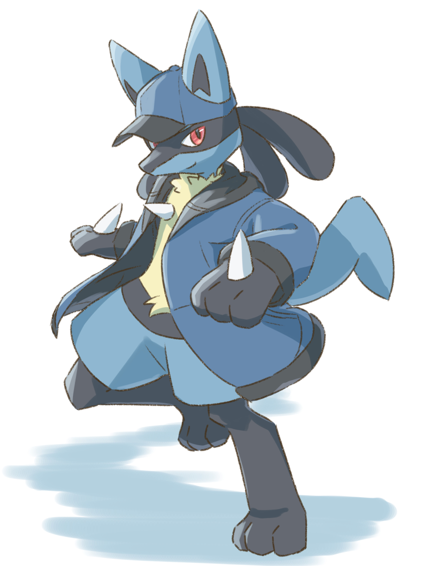 1boy, absurdres, animal_ears, animal_feet, animal_hands, black_fur, blue_fur, blue_jacket