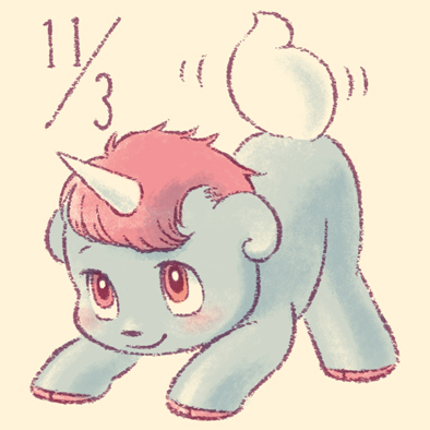 animal_focus, animal_nose, blush, closed_mouth, dated, hooves, horns, lowres