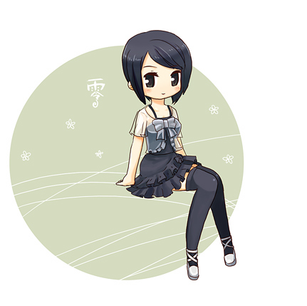 1girl, asou_misaki, bad_id, bad_pixiv_id, black_hair, blush, chibi, dress