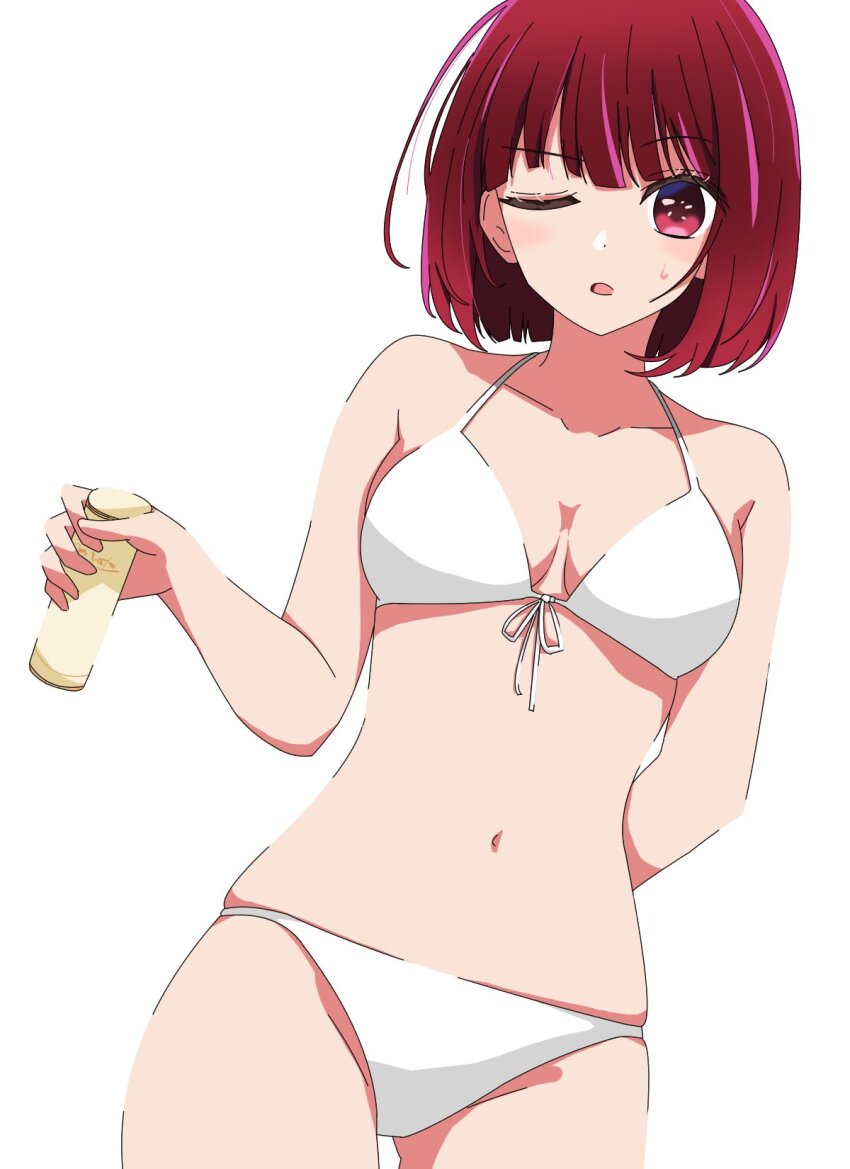 1girl, arima_kana, bare_arms, bare_shoulders, belly, bob_cut, bra, highres