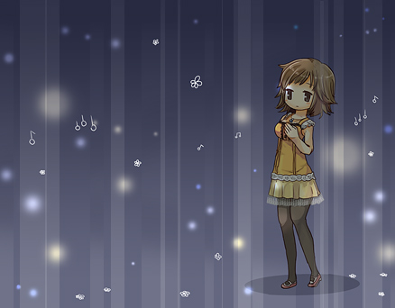 1girl, bad_id, bad_pixiv_id, brown_eyes, brown_hair, chibi, dress, fatal_frame