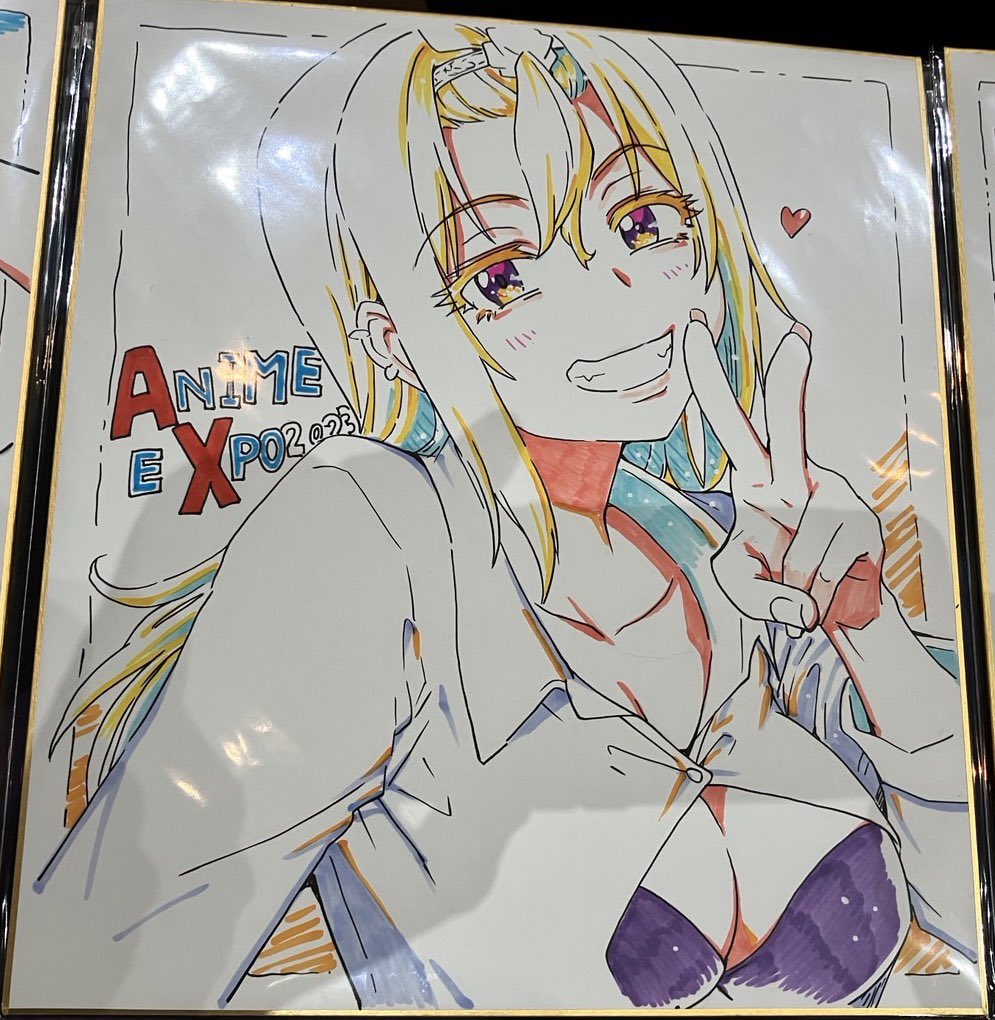 1girl, 2023, anime_expo, anime_expo2023, blonde_hair, blush, bra, breasts