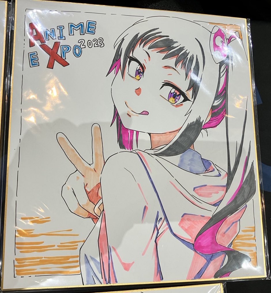 1girl, 2023, anime_expo, black_hair, colored_inner_hair, female_focus, from_behind, hood