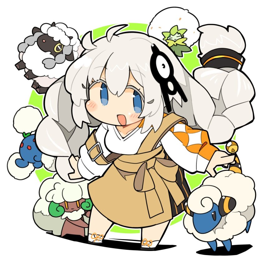 1girl, a.i._voice, ahoge, blue_eyes, blush, braid, brown_skirt, chibi