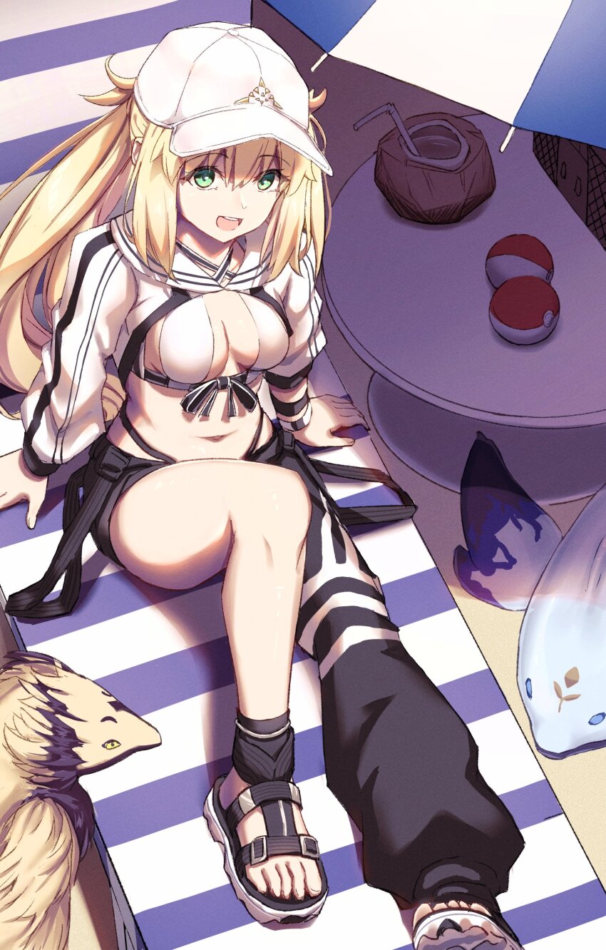 1girl, absurdres, artoria_caster_(fate), artoria_caster_(swimsuit)_(fate), artoria_caster_(swimsuit)_(first_ascension)_(fate), artoria_caster_(swimsuit_berserker)_(first_ascension)_(fate), artoria_pendragon_(fate), asymmetrical_pants