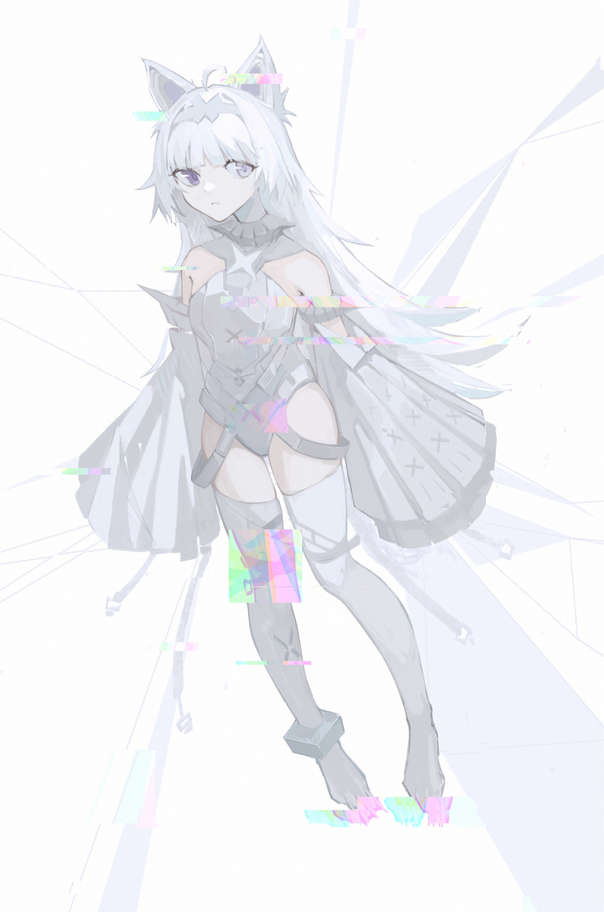 18_kawaki, 1girl, ahoge, animal_ears, bare_shoulders, bob_cut, bodysuit, closed_mouth