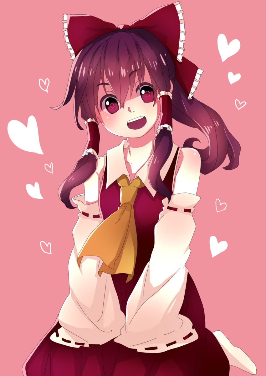 1girl, anyaaki, ascot, bare_shoulders, bow, breasts, brown_hair, collarbone