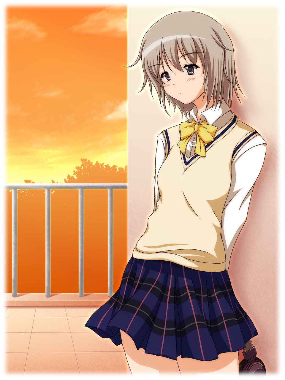 1girl, bad_id, bad_pixiv_id, blue_eyes, blush, brown_hair, female_focus, headphones