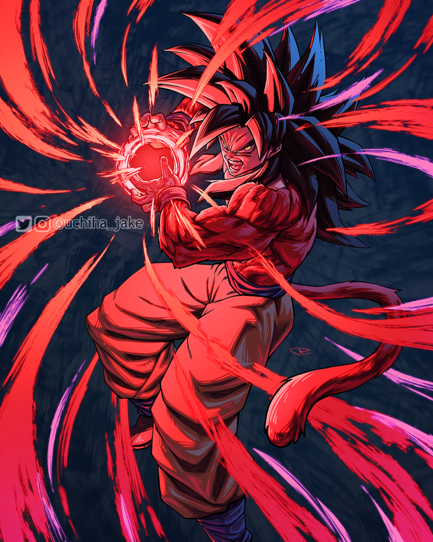black_hair, powering_up, dragon_ball, dragon_ball_gt, energy, highres, incoming_attack, kamehameha