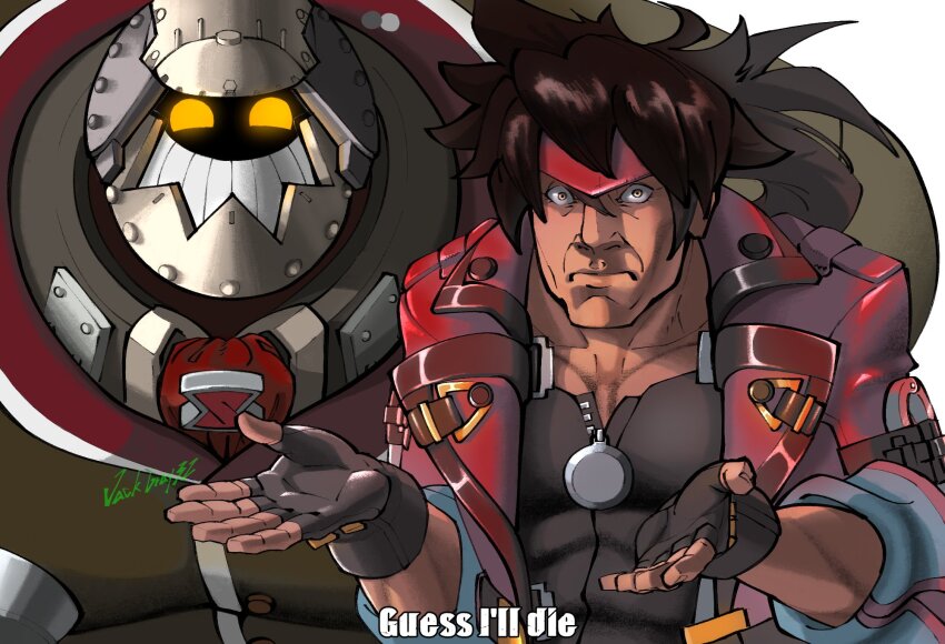 2boys, black_gloves, brown_hair, dark-skinned_male, dark_skin, fingerless_gloves, forehead_protector, gloves