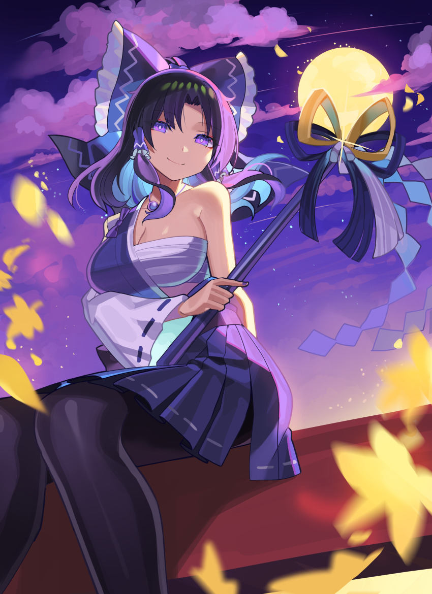 1girl, absurdres, backlighting, blue_bow, blue_dress, blue_nails, bow, breasts