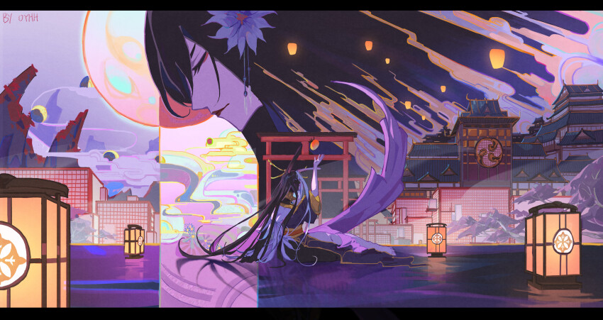 2girls, absurdres, animal_ears, architecture, arm_support, arm_up, artist_name, barefoot