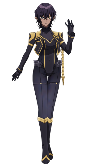 1girl, armor, arms_up, black_eyes, black_gloves, black_hair, black_jacket, black_pants, black_shirt, boots, gloves, hand_up, heterochromia, jacket, kage_no_jitsuryokusha_ni_naritakute!, looking_at_viewer, official_art, omega_(kagejitsu), pants, shirt, short_hair, simple_background, transparent_background, yellow_eyes