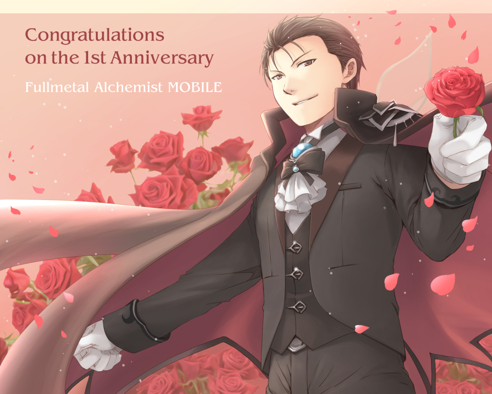1boy, anniversary, arm_at_side, ascot, beads, belt_buckle, black_coat, black_eyes