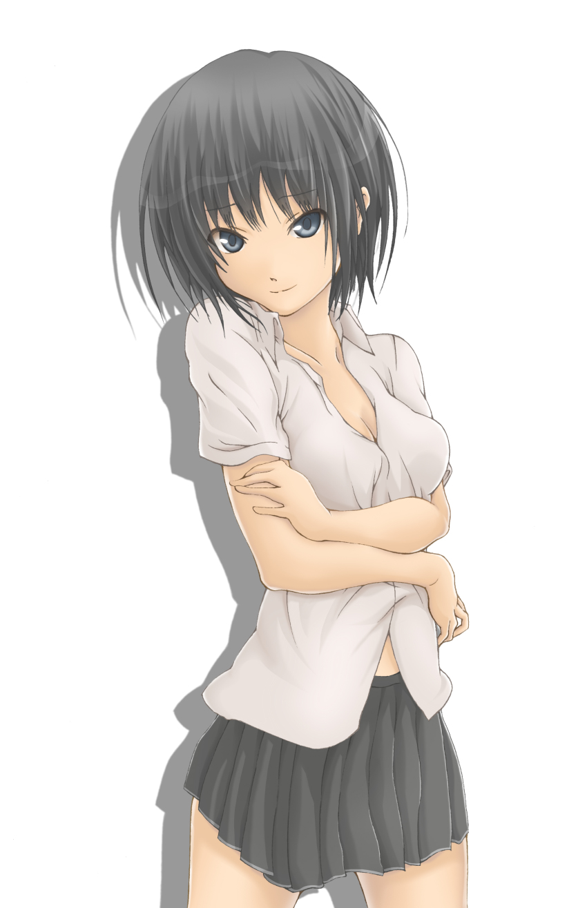 1girl, absurdres, amagami, bad_id, bad_pixiv_id, black_eyes, blue_eyes, breasts