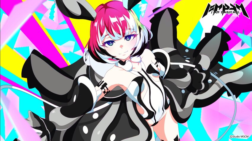 1girl, artist_request, avaritia_(magicami), breasts, covered_navel, demon_girl, detached_sleeves, highres