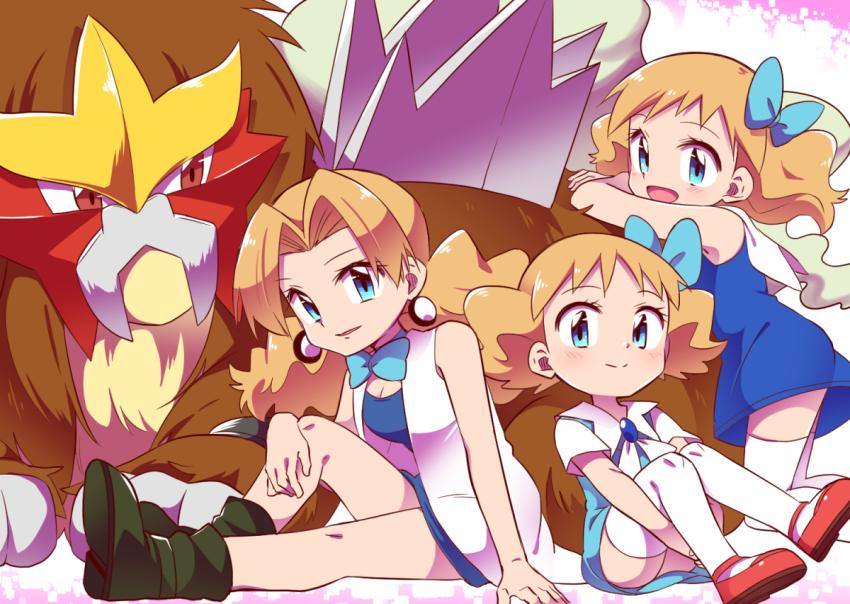 1girl, blue_bow, blue_bowtie, blue_dress, blue_eyes, blush, bow, bowtie