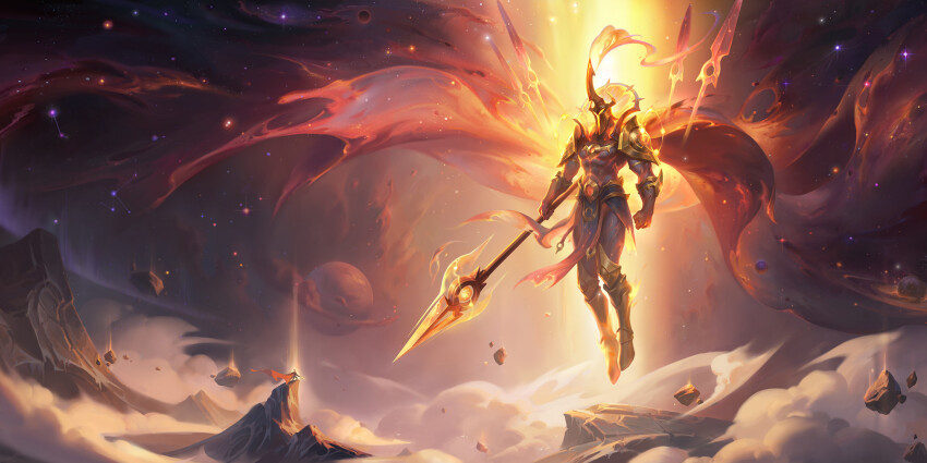 1boy, abs, armor, armored_boots, boots, cape, cloud, commentary