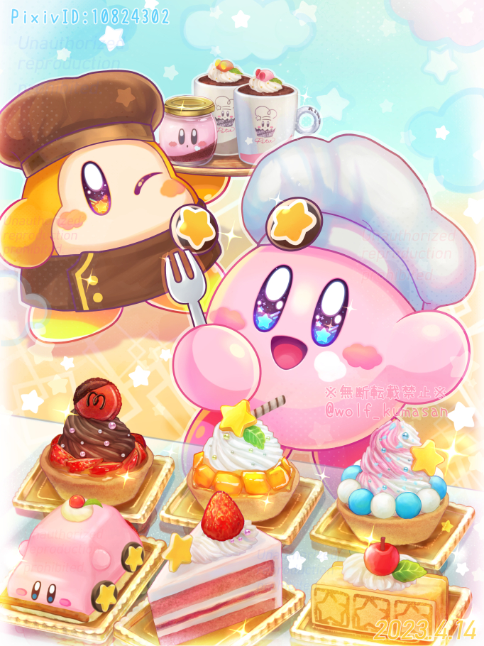 :d, apron, artist_name, badge, blue_eyes, blush, blush_stickers, brown_apron