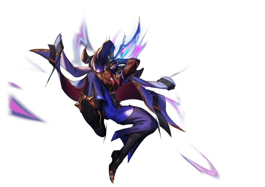 1boy, arms_up, bandaged_arm, bandages, black_footwear, blue_eyes, covered_mouth, dagger