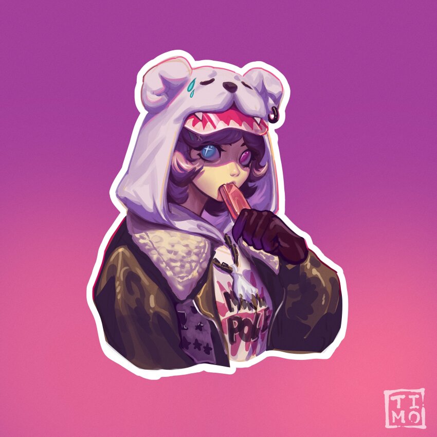 +_+, 1girl, absurdres, black_jacket, blue_eyes, commentary, commission, eating