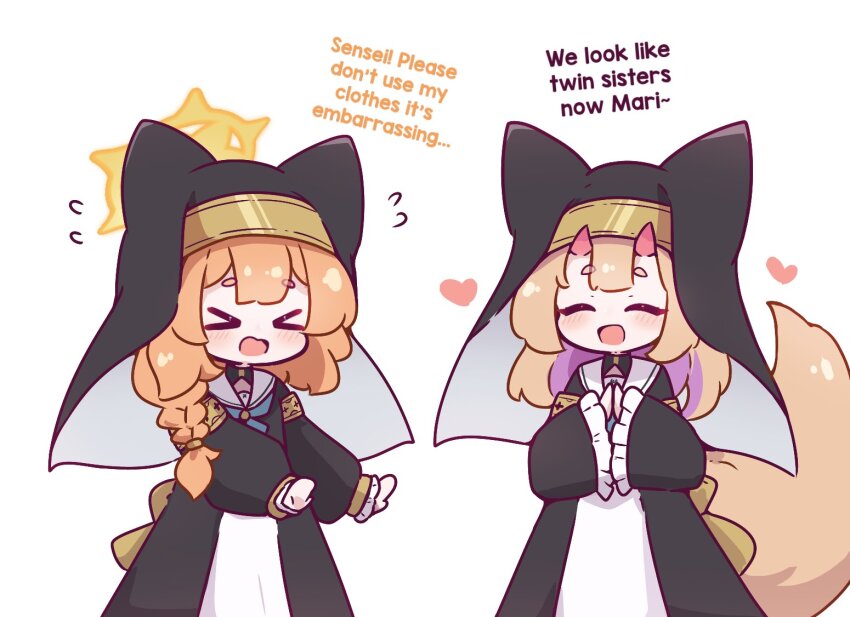 >_<, 2girls, :d, ^_^, animal_ears, armlet, blue_archive, braid