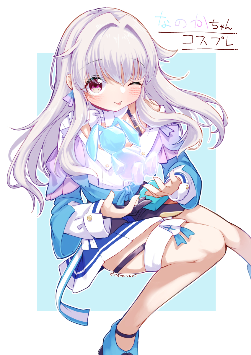 1girl, ;p, absurdres, archery_shooting_glove, bare_legs, black_corset, black_footwear, black_gloves