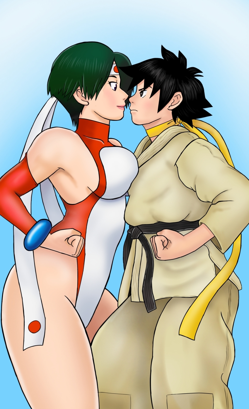 2girls, capcom, crossover, highres, kotobuki_makoto, mach_breakers, makoto_(street_fighter), multiple_girls