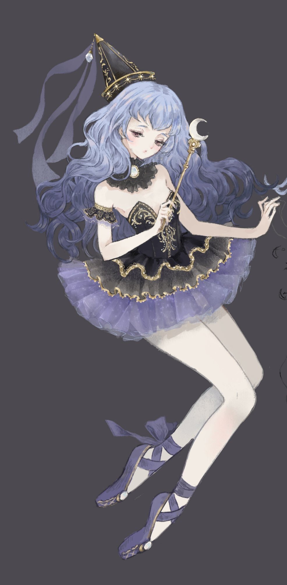 1girl, aikatsu!_(series), aikatsu_friends!, alternate_costume, ballet_slippers, black_collar, black_dress, black_footwear