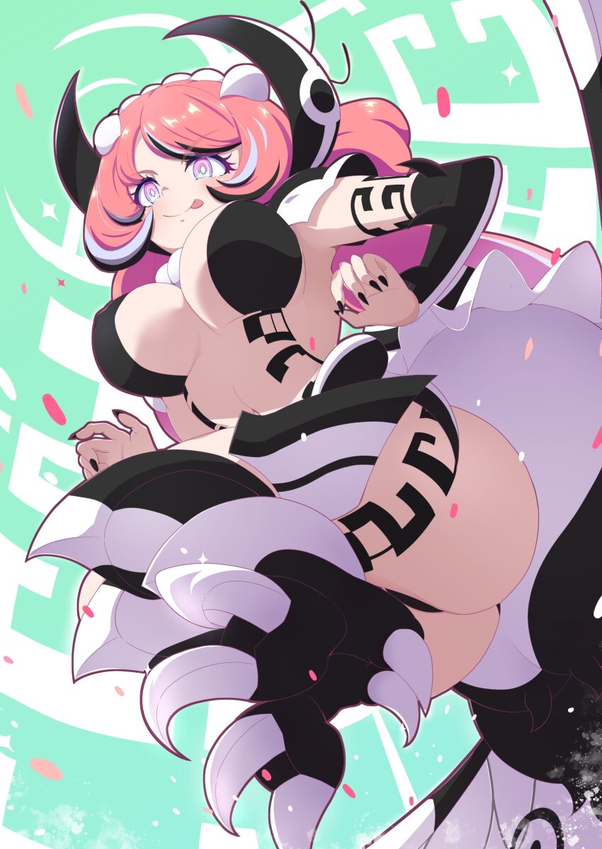 1girl, absurdres, ass, breasts, claws, demon_girl, fingernails, gradient_eyes