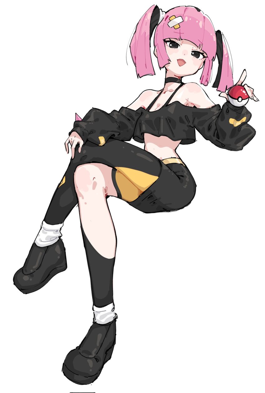 1girl, coral_(pokemon), fugota6509, highres, nintendo, pink_hair, poke_ball, poke_ball_(basic)