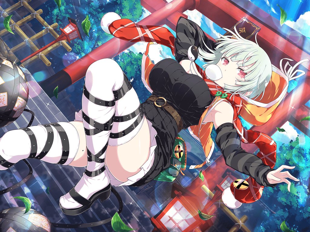 1girl, architecture, armpits, ball, belt, belt_pouch, black_belt, black_sandals