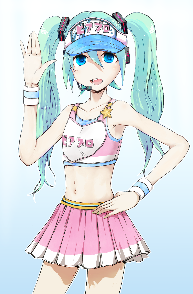 1girl, aqua_hair, bad_anatomy, bad_hands, blue_eyes, female_focus, hand_on_own_hip, hatsune_miku