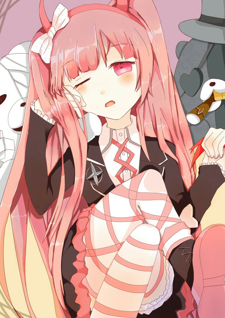 1girl, arm_up, badge, black_footwear, black_jacket, black_skirt, bloomers, blush