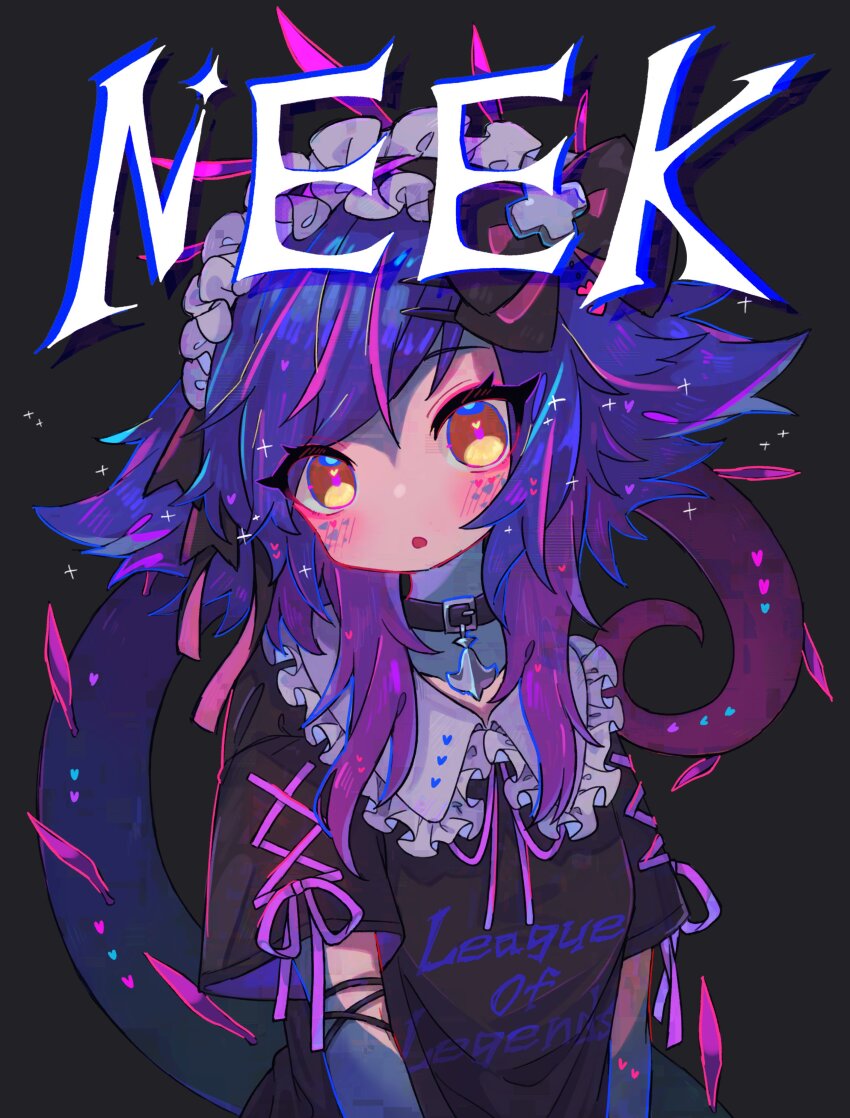 1girl, :o, absurdres, alternate_costume, black_choker, black_shirt, blue_hair, blue_skin