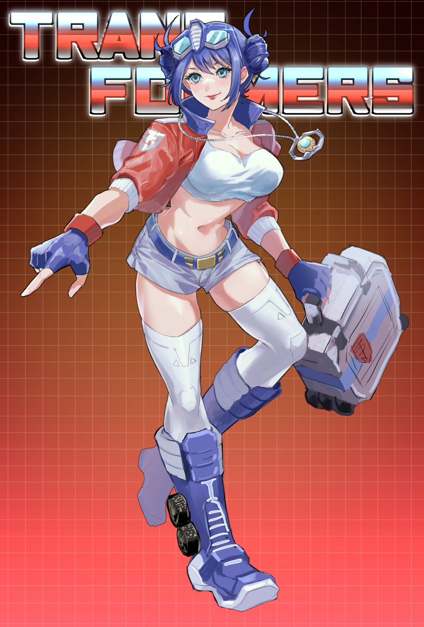 1girl, absurdres, belt, blue_belt, blue_boots, blue_eyes, blue_hair, boots