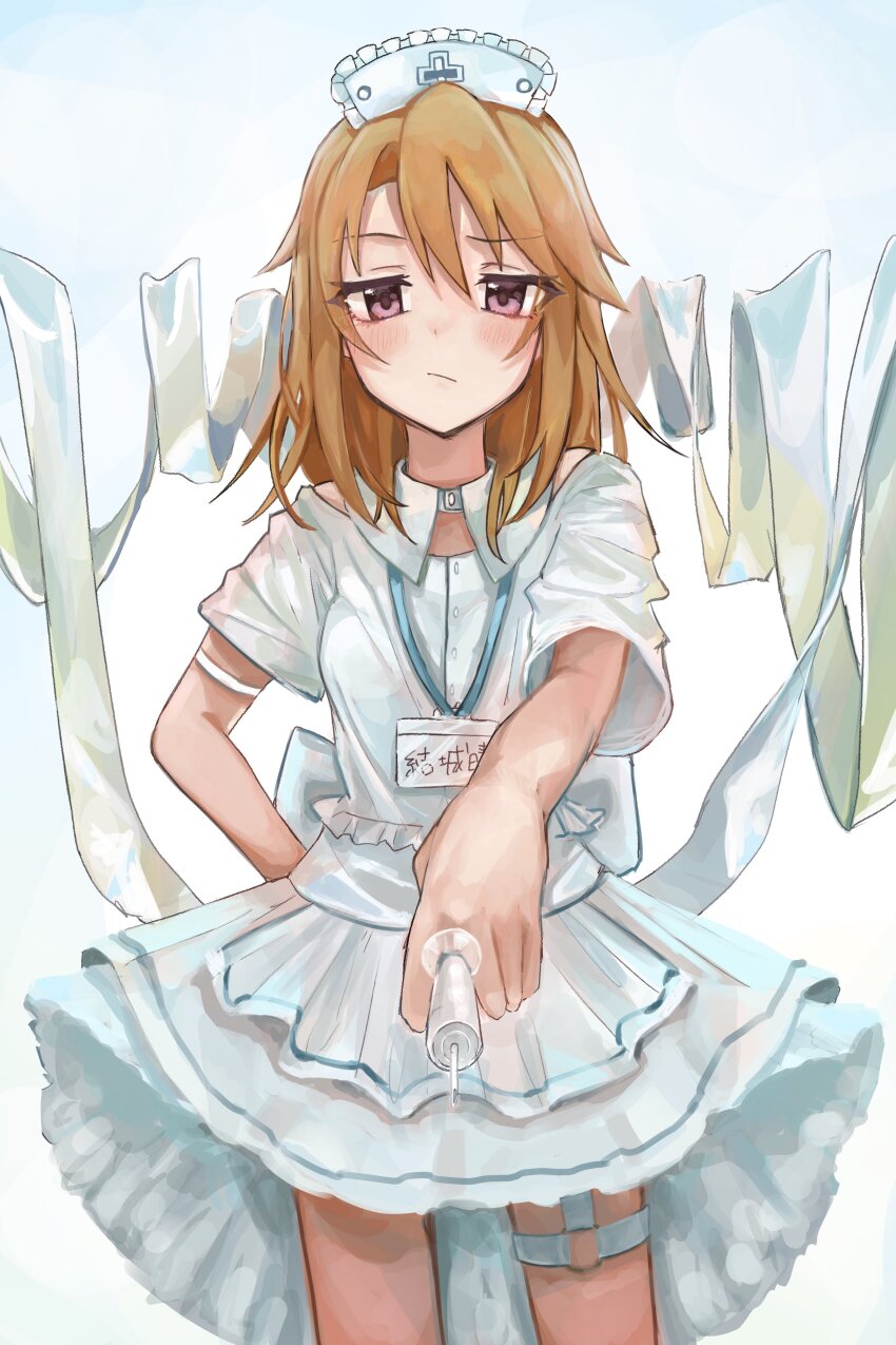 1girl, absurdres, armband, bandages, blush, bow, breasts, brown_eyes