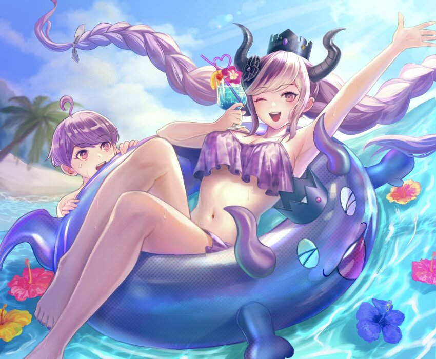 >_<, 1boy, 1girl, :d, absurdres, ahoge, arm_up, barefoot