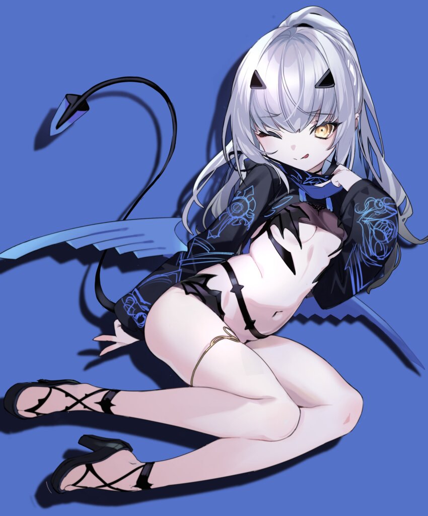 1girl, :q, absurdres, bikini, black_bikini, black_footwear, breasts, fate/grand_order