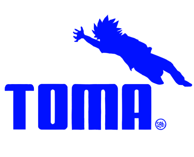 1boy, ichi_(lucky-dog1), kamijou_touma, male_focus, parody, puma_(brand), pun, silhouette