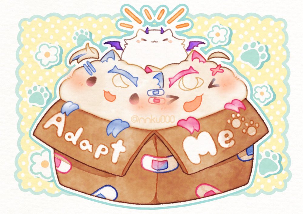 blush, box, cardboard_box, chibi, commentary_request, creature, dokkun0818, english_text