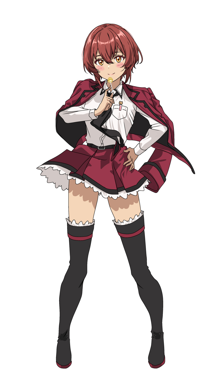 1girl, 86_-eightysix-, absurdres, black_boots, black_necktie, boots, breast_pocket, brown_eyes