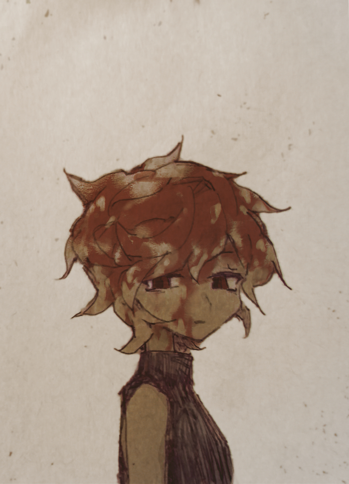 .flow, 1girl, black_shirt, blood, blood_in_hair, blood_on_face, commentary_request, empty_eyes