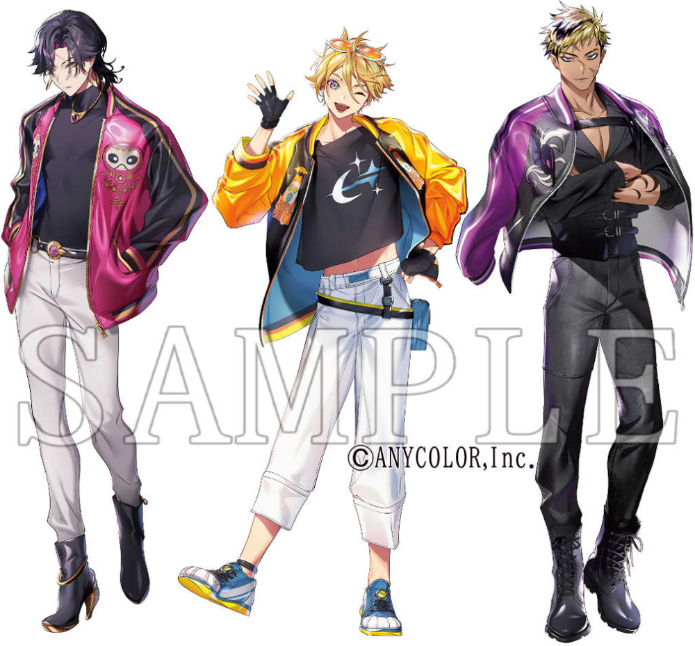 3boys, belt, black_belt, black_footwear, black_gloves, black_hair, black_jacket, black_pants