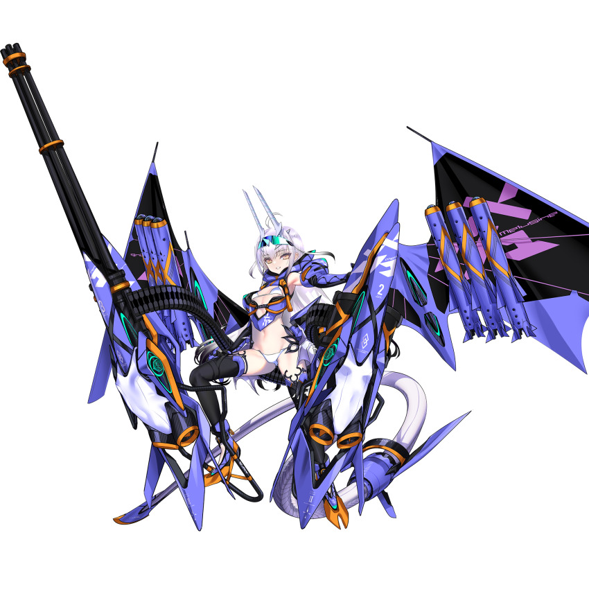 1girl, bikini, black_thighhighs, choco_(chocolate_shop), dragon_horns, fate/grand_order, fate_(series), forked_eyebrows